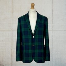 Pretty Green Black Label Abraham Moon 100% Wool Tartan Blazer Size Large