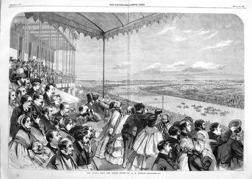 Old antique print 1860 derby - print,