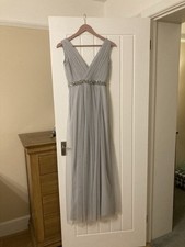 silver grey monsoon Grecian Style Maxi dress Sequinned Waistband 6