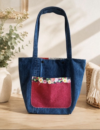 Handmade denim tote bag - handmade,