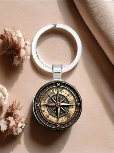 Vintage compass keyring alloy - keyring,,
