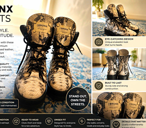Bronx leather snakeskin combat - bronx,