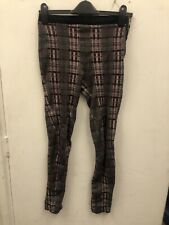 TOPSHOP TARTAN GREY MIX SKINNY SIDE ZIP LEGGINGS SIZE UK 6 EUR 34