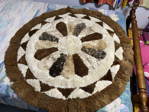 Pure alpaca foot rug with - 5, 2