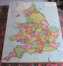 Chad Valley :  Vintage Wooden Jigsaw - England & Wales  - 1950's