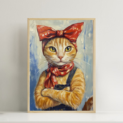 Retro ginger cat - retro,