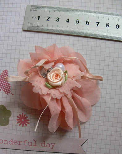 Organza layers apricot 8cm bow - 8cm,