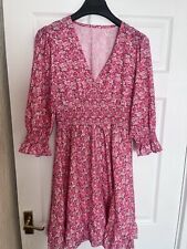 Bnwot Ladies Pink Floral Dress Size M 12-14 wedding party holiday Cruise Ascot