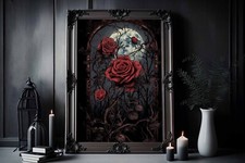 Gothic Rose  Print , Skeleton