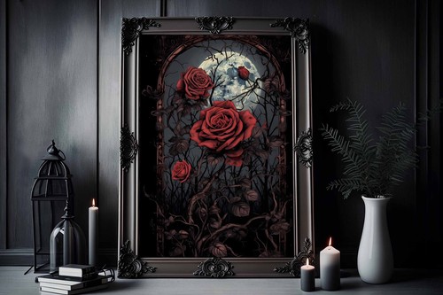 Gothic rose print skeleton - gothic,