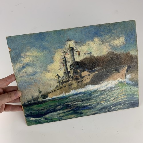 Vintage oil painting naval - oil,