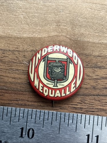 Underwood typewriter pinback - underwood,
