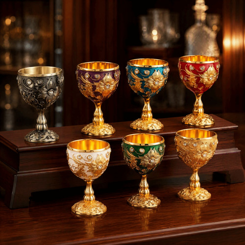 Embossed metal chalice goblet - embossed,