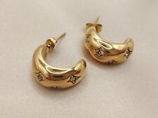 Gold Hoop Chunky Earrings,18k Gold Plated, waterproof Gold Earrings,S.steel