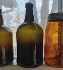 1760s EARLY FREE BLOWN BLACKGLASS MALLET RUM LIQUOR BOTTLE ROUGH PONTIL CRUDE