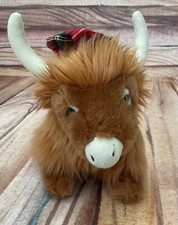 Keel Toys Scottish Highland Cow & Tartan Hat Soft Plush Cuddly Toy