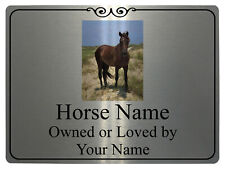 185 Personalised Horse Name Photo Metal Aluminium Plaque Sign For Stable Door