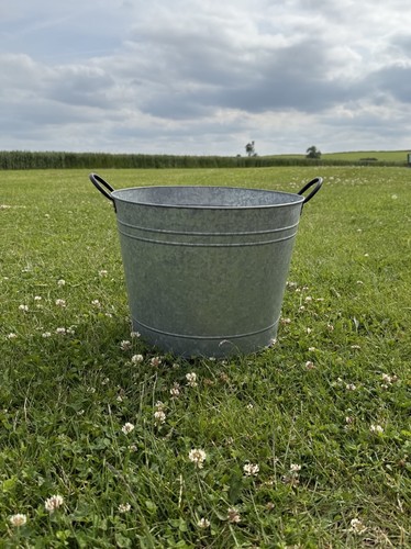 Large round aged - zinc, planter