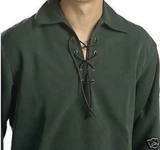 Green Jacobean Ghillie Shirt in Cotton Blend