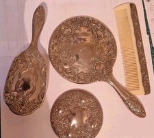Vintage Silver Plate Dressing Table Set