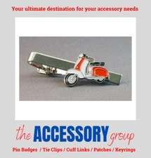 New Vespa Lambretta Scooter Red White MODS Ska tie clip Enamel metal Tie-pin