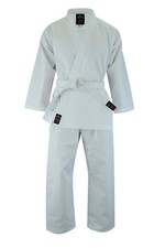 Malino Karate Gi Suit Kids Adult Unisex Uniform 7oz White/Black with Free Belt