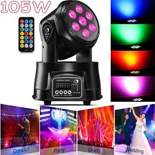 Beam Moving Head Stage Light 7LED 105W Strobe Wash Remote RGBW DMX Disco Party