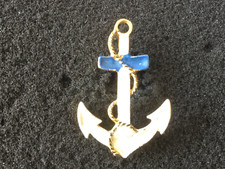 Anchor - Vintage Pin Badge - Brooch - White & Blue - Royal Navy