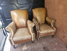 Real Learher Armchairs Set of 2
