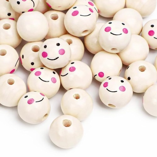 Wooden doll head beads - wooden,