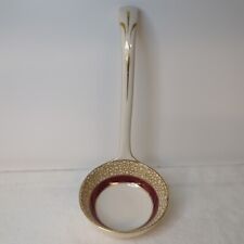 Vintage Ceramic Soup Punch Ladle Serving Spoon Gold Red Gilt Edges 