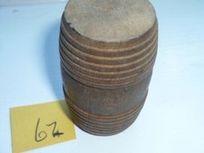 VINTAGE WOODEN CONTAINER BOX BARREL SHAPE  WITH SMALL DOLLY PEGS   6z