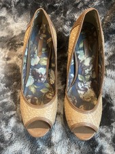 Next beige woven look peep toe