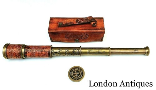 Vintage brass telescope - telescope, –