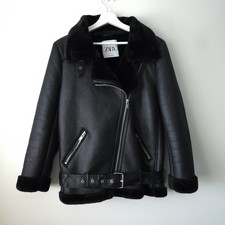 Zara black oversized shearling - zara,