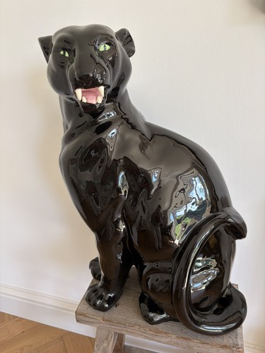 Vintage black panther cat - black,