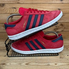 Adidas Trainers Womens Size UK 9 Originals Hamburg Red Leather Casuals Mod Shoes