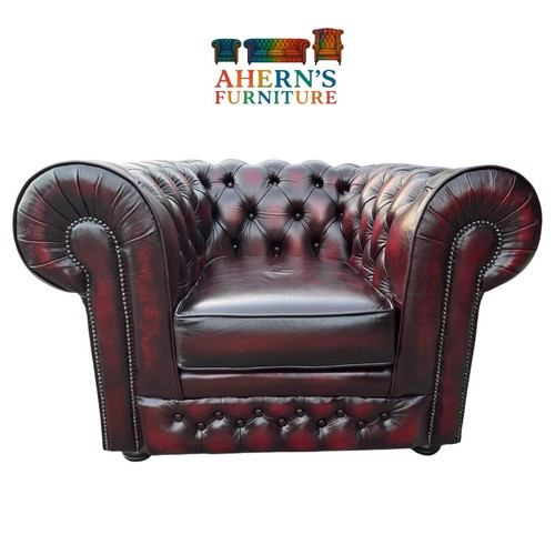 Oxblood leather chesterfield - oxblood,