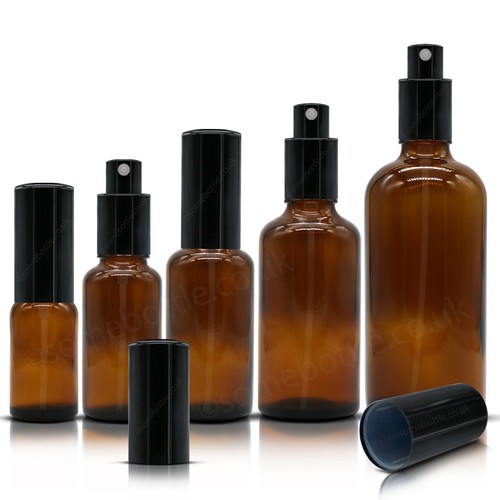 Amber glass spray bottle - glass, with