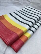 Vintage 1950s X2 Stripe Woven Linen Tea Towels Sold Separately 