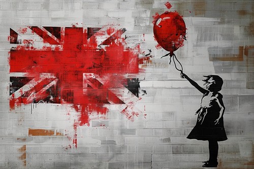 Banksy style red - red, balloon