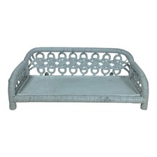 Vintage White Open Wicker Wood Shelf Wall Hanging Shabby Chic Rare