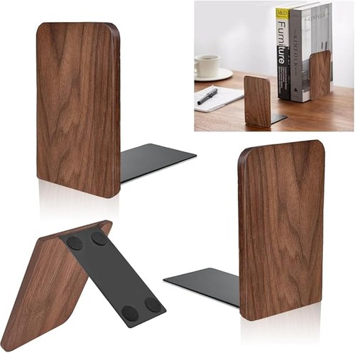 Pair book ends walnut - walnut, wood