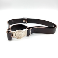 VINTAGE SCOUTS BELT Leather Belt With Metal Scouts Fleur De Lis badge buckle S/M