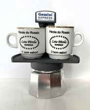 Vintage Gemini Espresso Double Cup Coffee Manual Machine Italy + Espresso Cups
