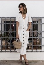 Zara Linen Button Down Dress 