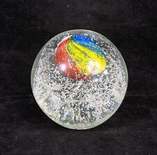 Large Heavy Art Glass Paperweight With Colourful Sphere Centre