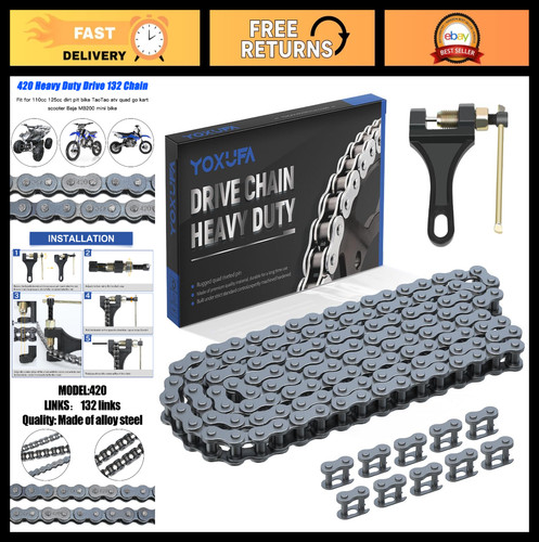 420 motorcycle chain 132 - 132, links