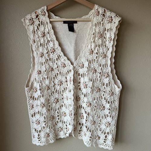 Vintage crochet floral knit - floral,