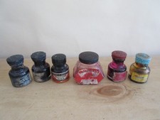 6 x VINTAGE INK BOTTLES -